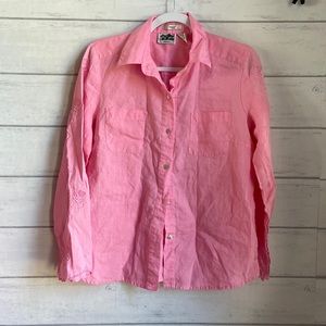 Edward Pink 100% Irish Linen Button Down Top